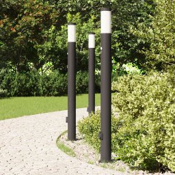 vidaXL Bolderverlichting met sensor en stopcontact 3 stuks 110 cm roestvrij staal IP44