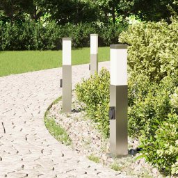 vidaXL Bolderverlichting met stopcontact 3 stuks 50 cm RVS IP44