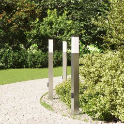 vidaXL Bolderverlichting met stopcontact 3 stuks 80 cm RVS IP44