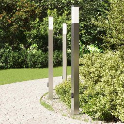 vidaXL Bolderverlichting met stopcontact 3 stuks 110 cm RVS IP44