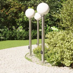 vidaXL Bolderverlichting met stopcontact 3 stuks 120 cm RVS IP44