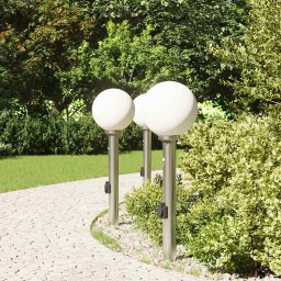 vidaXL Bolderverlichting met sensor en stopcontact 3 stuks 80 cm roestvrij staal IP44