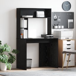vidaXL Bureau Zwart Eiken 91 x 50 x 149 cm Bewerkt hout