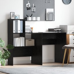 vidaXL Bureau Zwart Eiken Bewerkt hout 131,5 x 50 x 106,5 cm