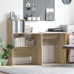 vidaXL Bureau Sonoma Eiken Bewerkt hout 131,5 x 50 x 106,5 cm