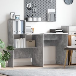vidaXL Bureau Beton Grijs Bewerkt hout 131,5 x 50 x 106,5 cm