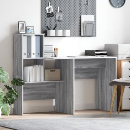 vidaXL Bureau Grijs Sonoma Bewerkt hout 131,5 x 50 x 106,5 cm