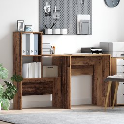 vidaXL Bureau met plank Oud Hout 131,5 x 50 x 106,5 cm Bewerkt hout