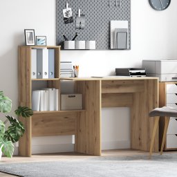 vidaXL Bureau Artisan Eiken Bewerkt hout 131,5 x 50 x 106,5 cm
