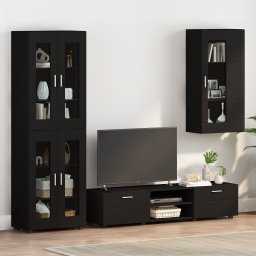 vidaXL Houten Kast Zwart Bewerkt hout
