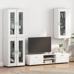 vidaXL Houten Kast Hoogglans wit Bewerkt hout