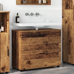 vidaXL Badkamer Kast Oud Hout 76,5 x 35 x 64 cm Bewerkt hout, Metaal