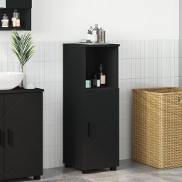 vidaXL Badkamer Kast Zwart 30 x 35 x 95 cm Bewerkt hout, Metaal
