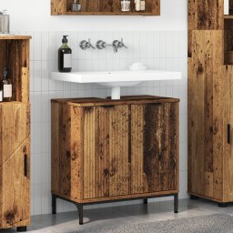 vidaXL Badkamertenk te kast Oud Hout 60,5 x 33,5 x 61 cm Bewerkt hout