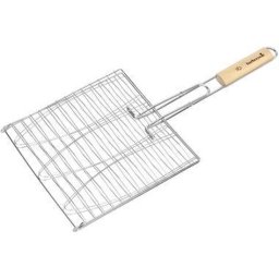 Barbecook Visgrill voor 3 Vissen - BBQ Rooster - Chroom en Hout 28x28cm