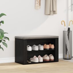 vidaXL Schoenenrek 75 x 35 x 45 cm Bewerkt hout Zwart eiken
