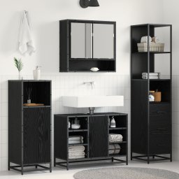 vidaXL Badkamermeubelset Zwart Eiken 35 x 37,5 x 166 cm Bewerkt hout
