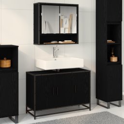 vidaXL Badkamerkast Zwart Eiken 90 x 33 x 60 cm Bewerkt hout
