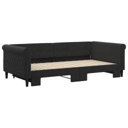 vidaXL Slaapbank met onderschuifbed 100x200 cm fluweel zwart
