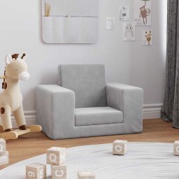 vidaXL Kinderslaapbank zacht pluche lichtgrijs