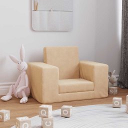 vidaXL Kinderslaapbank zacht pluche crèmekleurig