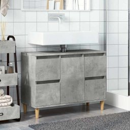 vidaXL Wastafelkast 80x33x60 cm bewerkt hout betongrijs