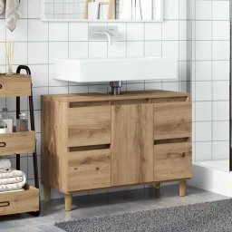 vidaXL Wastafelkast 80x33x60 cm bewerkt hout artisanaal eikenkleur
