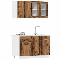 vidaXL 4-delige Keukenkastenset Lyon bewerkt hout oud houtkleurig
