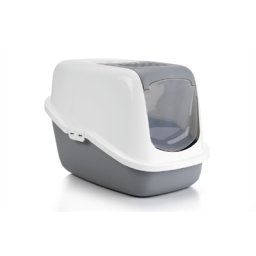 SAVIC KATTENBAK NESTOR GRIJS/WIT 56X39X38,5 CM