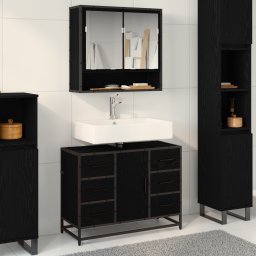 vidaXL Badkamermeubelset 2 st Zwart Eiken 80 x 33 x 60 cm Bewerkt hout