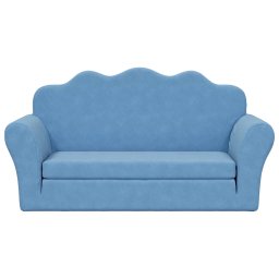 vidaXL Kinderslaapbank 2-zits zacht pluche blauw
