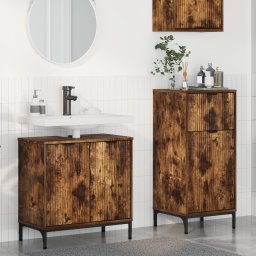vidaXL Badkamermeubelset 2 st Gerookt eiken Geperst Hout en Metaal