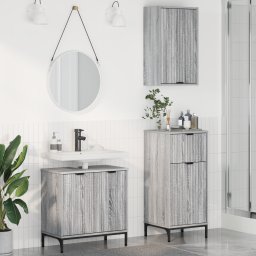vidaXL Badkamermeubelset 3 st Grijs Sonoma Geperst Hout en Metaal
