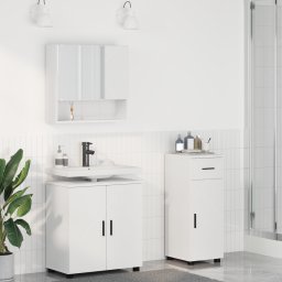 vidaXL Badkamermeubelset 3 st Wit 61 x 35 x 64 cm Bewerkt hout, Metaal
