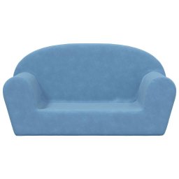 vidaXL Kinderbank 2-zits zacht pluche blauw