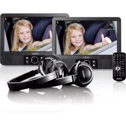 Lenco MES-415 - 9" dubbel scherm - Portable DVD-speler met hoofdtelefoon en brackets - Zwart
