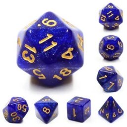 RPG Dice Set - Black & Blue Galaxy