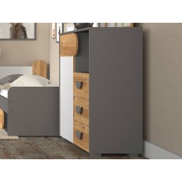 Commode CARINO 1 deur 3 lades wit/nash eik