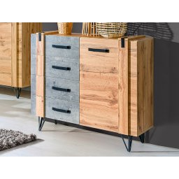 Commode MILPO 1 deur 4 lades wotan eik/beton