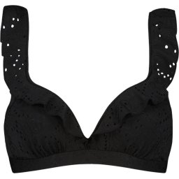 Beachlife - Maat 70E - Black Embroidery ruffle bikinitop met voorgevormde cups en beugel - dames