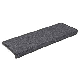 vidaXL Trapmatten 15 st 65x21x4 cm Donkergrijs Rechthoekige Rand