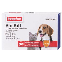 BEAPHAR VLO KILL+ KLEINE HOND/KAT TOT 11 KG 6 TABLETTEN