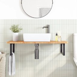 vidaXL Badkamer wandschap staal en massief eikenhout