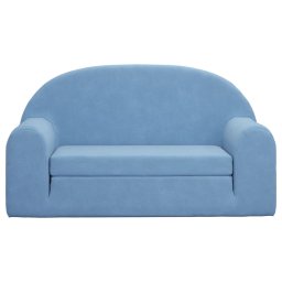 vidaXL Kinderslaapbank 2-zits zacht pluche blauw