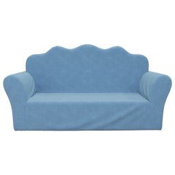 vidaXL Kinderbank 2-zits zacht pluche blauw