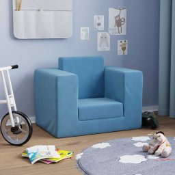 vidaXL Kinderslaapbank zacht pluche blauw