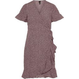 VERO MODA - Maat M - VMHENNA 2/4 WRAP FRILL DRESS COLOR Dames Wikkeljurk