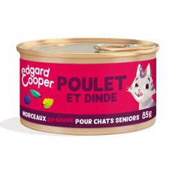 85g Edgard & Cooper Senior Brokken in graanvrije sauce kip, kalkoen - Kattenvoer