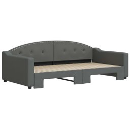 vidaXL Slaapbank met onderschuifbed 100x200 cm stof donkergrijs
