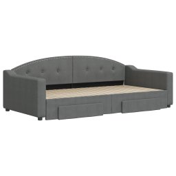 vidaXL Slaapbank onderschuifbed en lades 100x200 cm stof donkergrijs
